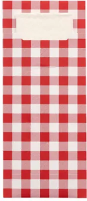 Produktbild von Papstar Bestecktaschen rot "Vichy Karo", 20x8,5 cm, inkl. weißer Serviette 33x33 cm 2-lag. 520 Stück