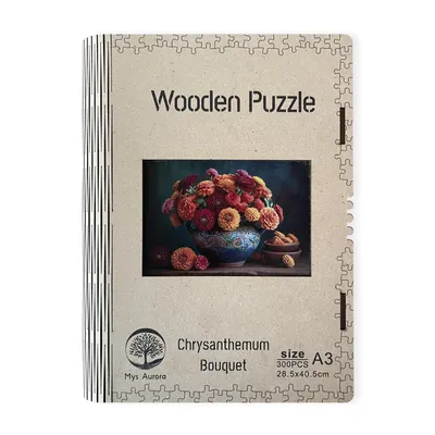 Obrázok produktu pre Drevené puzzle Kytica chryzantém A3