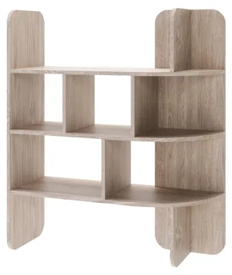 Image de Selsey Contle - Étagère sur pied avec compartiments ouverts & coins arrondis, aspect chêne, 102 x 120 cm