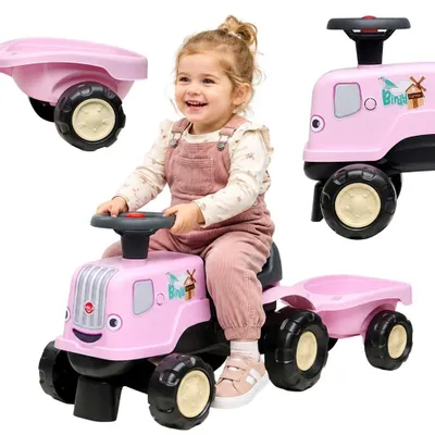 Image de Falk Tracteur Porteur Avec Remorque Birdy Farm Rose 1-3 Ans