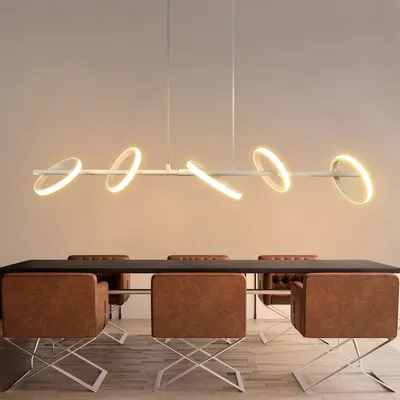 Produktbild von ZMH LED Pendelleuchte esstisch Hängeleuchte - modern Weiß Pendellampe 31W Drehbaren Abnehmbar Ringen für Wohnzimmer Essizimmer Warmweiß 3000K