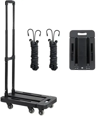 Image de Chariot de transport pliable, dimensions 56 x 30,5 x 101 cm, avec une structure en plastique robuste et une grande capacité de transport.
