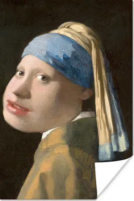 Produktbild von MuchoWow® Poster Das Mädchen mit dem Perlenohrring - Johannes Vermeer - Karikatur 80x120 cm - Papierdruck