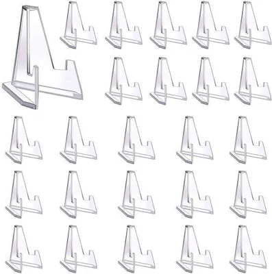 Produktbild von Ibenzoa® Transparenter Mini-Displayständer aus Acryl, 5,8 x 3,2 cm – 30er Set für Karten, Medaillen und kleine Sammlerstücke