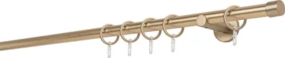 Produktbild von Gardinenstange auf Maß 20mm Cap 1-lauf Wandträger 6,5cm Farbe: Messing-Matt, Größe: 350cm