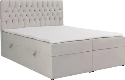 Obrázok produktu pre Selsey Daissy - Skriňová posteľ 140×200 s matracom a topperom, zamat, svetlo béžová