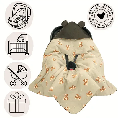 Produktbild von Flumi Einschlagdecke – warme Decke für Autositz, Babyschale und Kinderwagen, Baumwolle, Handarbeit, waschbar