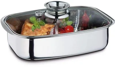 Produktbild von Famanu Brat- und Dampfpfanne mit Aromaknopf im Deckel - Edelstahl