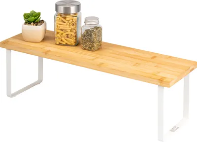 Obrázek produktu pro Bremermann stojan na kořenky, kuchyňský stojan, z bambusu a bílého kovu, šířka cca 50 cm