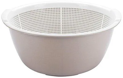 Obrázek produktu pro Dvojitá plastová mísa na mytí ovoce a zeleniny s odtokem - 27 cm