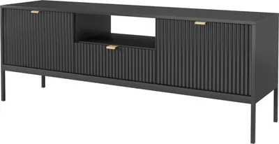 Produktbild von TV Lowboard Fernsehtisch TV-Tisch NOVA 04 schwarz 154 x 56 x 39 cm mit 2 Türen und 1 Schublade