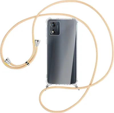 Produktbild von Handykette Backcover-Schutzhülle mit Band (Metall silberfarben) für Motorola Moto E13 (6.5'') - Goldkordel