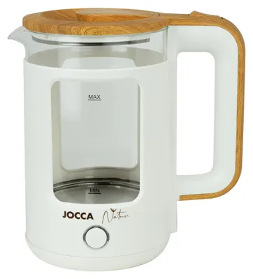Wasserkocher 1,8 l, Borosilikatglas, 360° Sockel, weiß