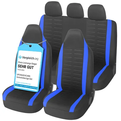 Produktbild von Upgrade4cars Autositzbezüge Set für Pilotensitze | Autositzbezug Komplettset in Blau | Autoschonbezüge Universal mit integrierter Kopfstütze | Autozubehör Innenraum Deko