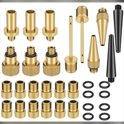 Immagine prodotto di INF Set valvole oro 32 pezzi per mountain bike/bicicletta - nuclei valvola in metallo per adattatore pompa bici