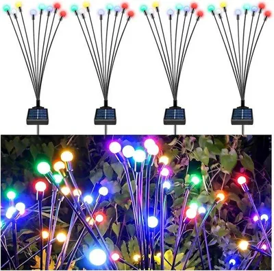 Produktbild von Solarbetriebene Gartenbeleuchtung - 4 Stück Glühwürmchen - wasserdicht - außen - 8 LED-Lampen
