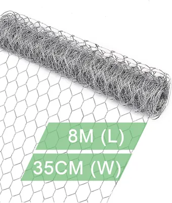 Produktbild von Verzinkter Hasendraht für Garten und Tierzäune – 35 cm x 8 m Sechseckgeflecht mit 25 mm Maschenweite und 0,6 mm Drahtstärke