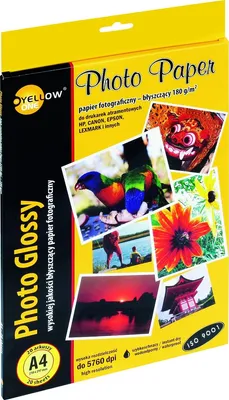 Obrázek produktu pro Fotopapír A4/20ks lesklý 180g ŽLUTÝ JEDEN