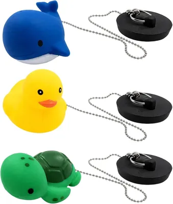 Produktbild von 3er Set Badewannenstöpsel, 45mm Gummistöpsel für Waschbecken, Universal Badewannenstopfen mit Kette