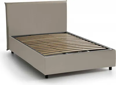 Produktbild von Quadratisches und halbes Bett Daced, Containerbett mit Kunstlederbezug, 100%  Italy, Frontöffnung, passend für Matratze Cm 120x190, Turteltaube