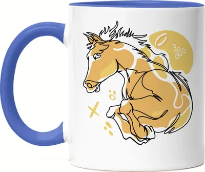Produktbild von Pferd Tasse Blau Hengst Pferdekopf Reiten Hobbie Pferdeflüsterer Ausritt Pferdeliebhaber Reiterin