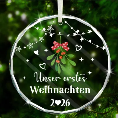 Christbaumkugel 'Unsere erste Weihnacht' für Paare, Glas, 1 Stück