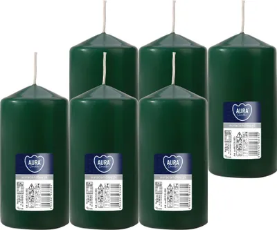 Zdjęcie produktu dla Świeca walec BISPOL Aura 38H 12CM SW60/120 BUTELKOWA ZIELEŃ 6szt.