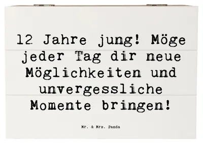 Produktbild von Mr. & Mrs. Panda Erinnerungsbox Spruch 12. Geburtstag 22 x 15 cm - Weiß - Geschenk, Alter, Meilenstein, handgefertigte Geschenke, fotobox, Truhe, Teenager, Box, feiern
