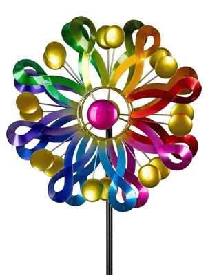 Immagine prodotto di Mulino a vento da giardino in metallo, colorato, altezza 122 cm