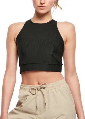 Immagine prodotto di Dámské tílko Urban Classics Donna Cropped Top a costine lucide nero - M