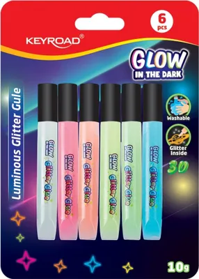 Produktbild von Keyroad Klej brokatowy Luminous fluorescencyjny, 6 kolorów