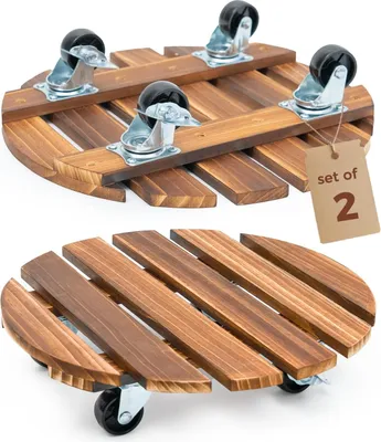 Zdjęcie produktu dla Stojak na rośliny na kółkach (2 sztuki) - 30 cm (12 cali) - Mobilny stojak na rośliny z kołami - Solidna wózka do roślin, idealna do transportu kwiatów