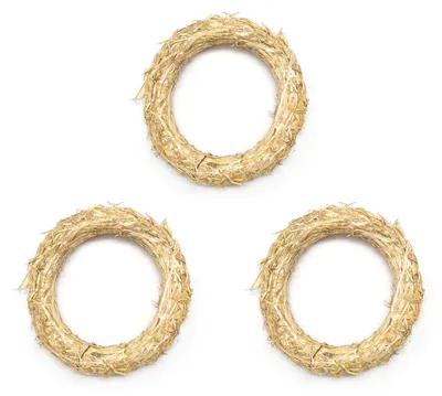 Produktbild von 3x DekoPrinz® Natur Strohkranz Ø 30cm / 5cm Strohrömer Rohling Adventskranz Türkranz Kranz Strohring