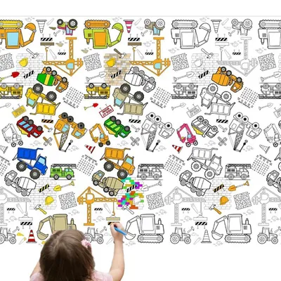 Produktbild von Ausmal-Tischdecke Baustellenfahrzeuge 137x274 cm Kunstpapier