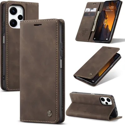 Image de Xiaomi Poco F5 Case, RetroPolyuréthaneLeather Case with Stand Function for Xiaomi Poco F5 Kupfer