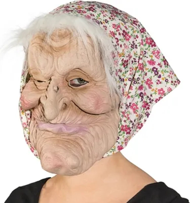 Produktbild von O40601-01 beige-pink Damen Herren Überziehmaske Hexe mit Kopftuch Hexenmaske
