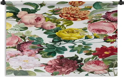 Produktbild von MuchoWow® Wandteppich Wandbehang Blumen - Strauch - Weiß 60x40 cm Tapisserie Dekoration Wandtuch - Wanddekorationen