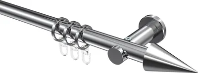 Produktbild von Interdeco Gardinenstange / Vorhangstange Chrom, Typ Platon Savio (Kegel), 20 mm Ø 1-läufig, 260 cm
