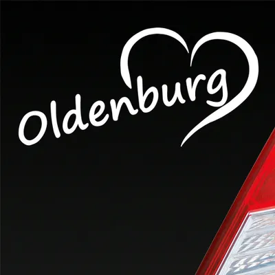 Produktbild von Auto Aufkleber Oldenburg Herz Stadt City Love Liebe 16,5x8 cm Weiss Glanz Sticker Heckscheibenaufkleber