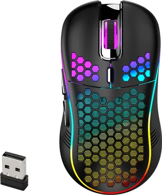 Produktbild von Kabellose Gaming-Maus 2,4 GHz mit buntem Licht, wiederaufladbare 6D-Tasten, hochpraeziser optischer Sensor fuer Laptop-Computer