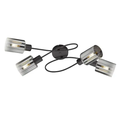Produktbild von Fischer & Honsel Iska Deckenleuchte 4-fach E14 Glas rauchfarben sandschwarz 21321