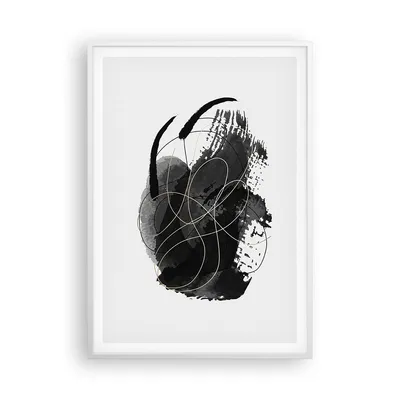 Produktbild von Gerahmtes Poster - Weißer Rahmen - Abstraktion Schwarz Flecken - 70x100 cm - Wand Bild - Wanddeko - Wandbilder - Kunstposter - Wandposter - Bilderrahmen - Bilder - Kunstdruck - P2WPA70x100-4368