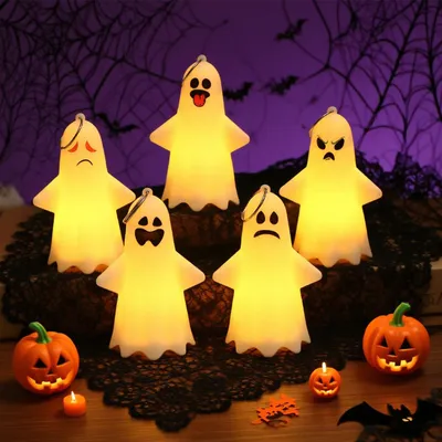 5er-Set Halloween-Geister-Lichterkette, Indoor-Deko