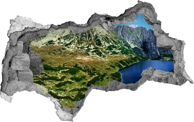Produktbild von Selbstklebender Loch-3D-Aufkleber 95x73 cm Tal in den Bergen
