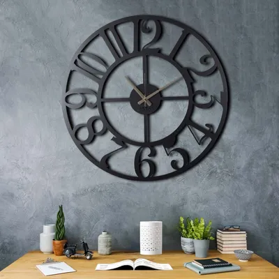 Produktbild von Opviq, Circle XL, Wanduhren, Schwarz, Metall, 70 x 70 cm