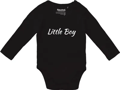 Produktbild von Huuraa Baby Body Little Boy Schriftzug 62 Black  Baumwolle Fairtrade Langarmbody Geschenkidee