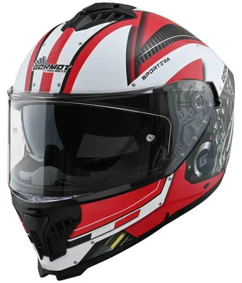 Produktbild von Germot Helm GM 811 matt-schwarz/rot-weiß - Größe XS
