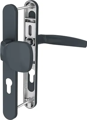 Produktbild von Langschild Schmalrahmengarnitur Anthrazit 92mm Wechselgarnitur Profilzylinder Knopf/Drücker 71-86mm nein