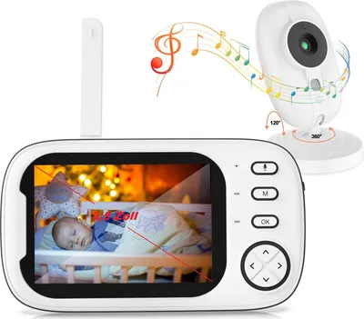 Produktbild von Babyphone, Baby Monitor mit Kamera & Ton, 3,5'' Display, Temperaturüberwachung, Stillerinnerung, VOX, Schlaflieder, FHSS