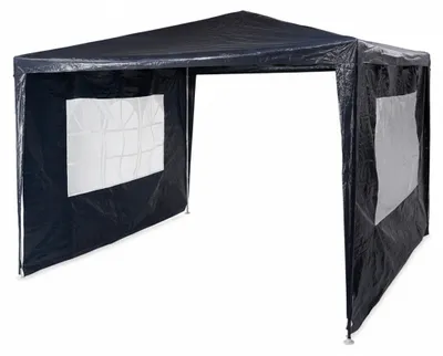 Zdjęcie produktu dla Relaxdays Altana 3x3 m, 2 ścianki boczne, metalowa konstrukcja, plandeka z PE, okno, namiot imprezowy, zamknięty, niebieski